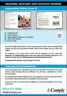 Safeguarding Children Level 1 Online Training Course Flyer