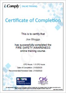 Fire Safety for Care Homes Certificate