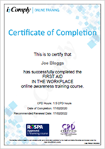 First Aid in the Workplace Certificate Example First Aid in the Workplace Certificate Example