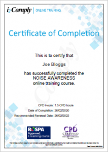 Noise Awareness Certificate Example Noise Awareness Certificate Example