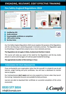 Fire Safety Regulations 2022 Course Flyer
